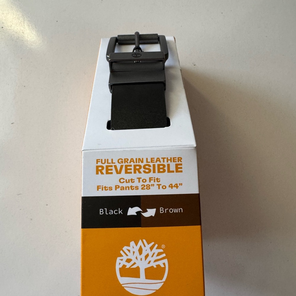 Timberland Reversible Full Grain Leather Men Belt Cut To Fit 28”-44” Black/Brown